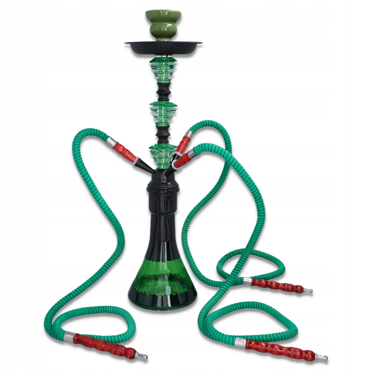 Zielona shisha 53 cm z trzema wężami i dzbanem