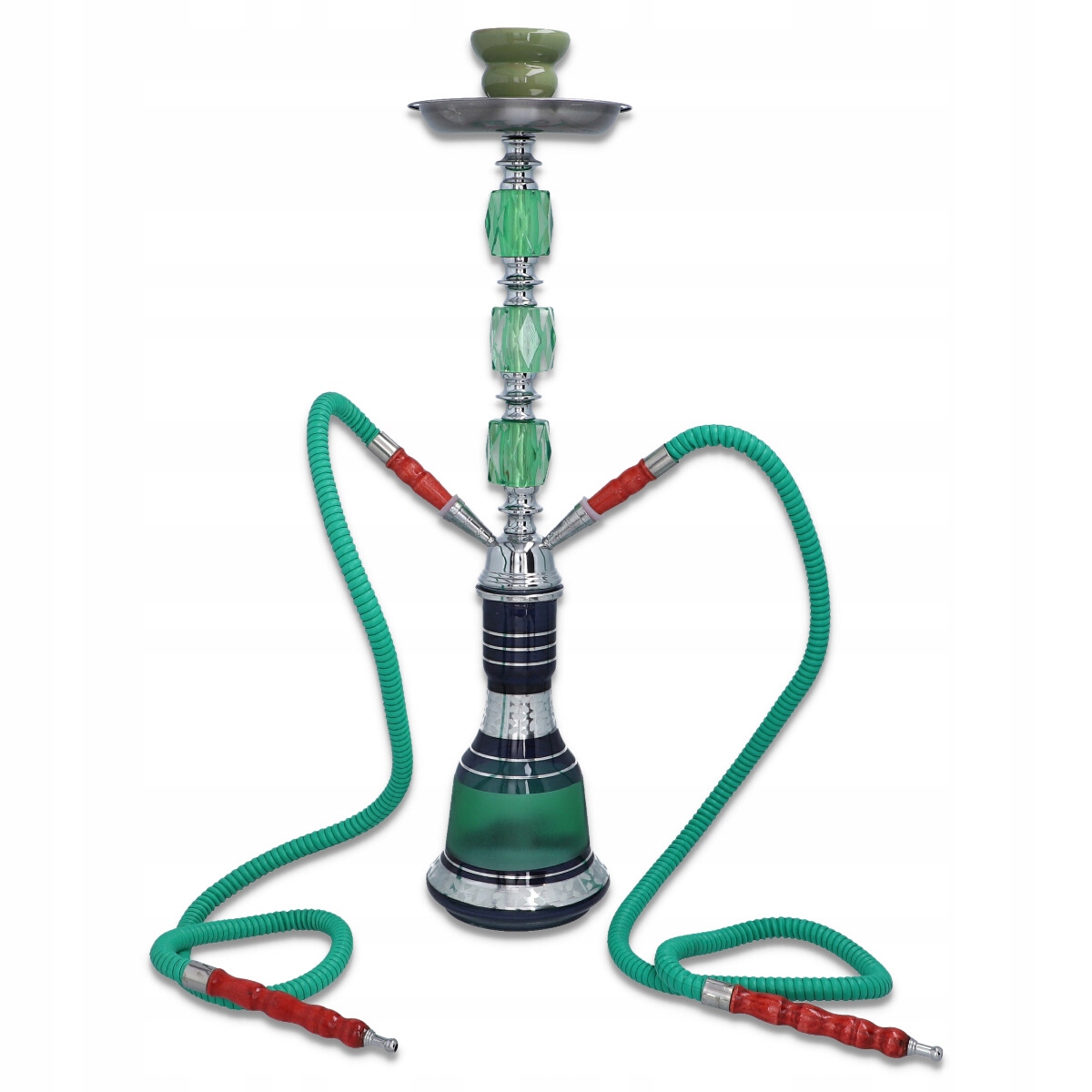 Zielona shisha 53 cm z dwoma wężami