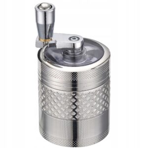 Czteroczęściowy młynek aluminiowy 40 mm z korbką i sitkiem