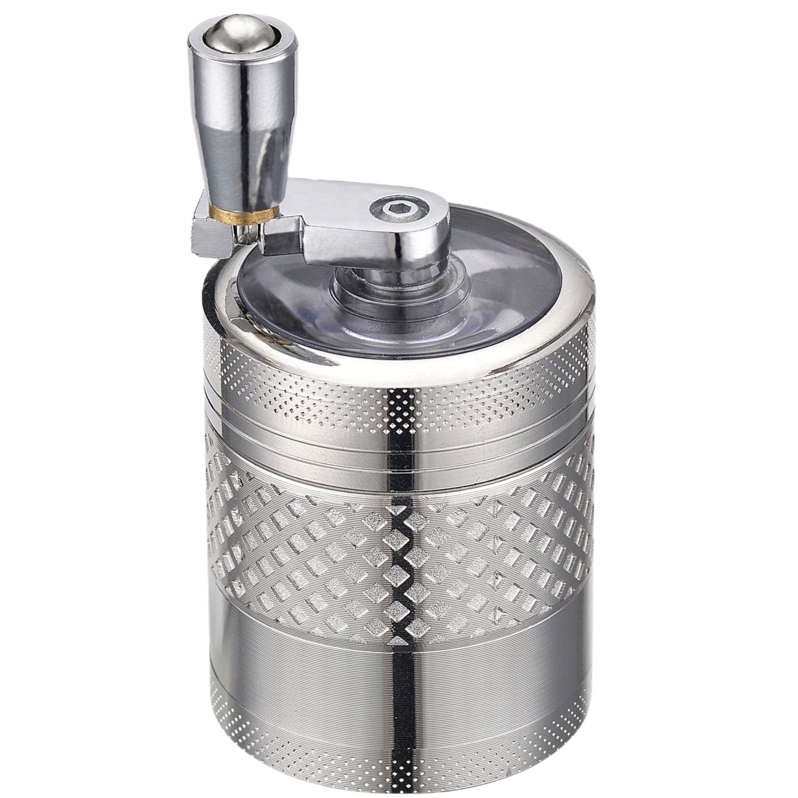 Czteroczęściowy młynek aluminiowy 40 mm z korbką i sitkiem