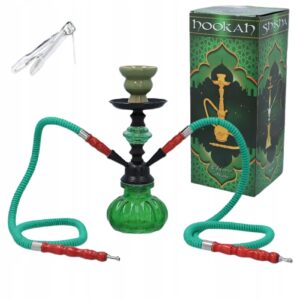 Zielona shisha 27 cm z dwoma wężami i akcesoriami