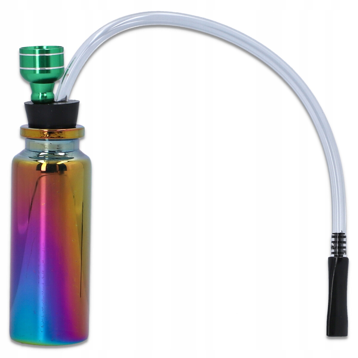 Mini bongo Rainbow 10 cm ze szklaną butelką i metalowym cybuchem