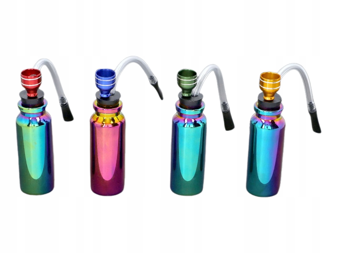 Mini bongo Rainbow 10 cm ze szklaną butelką i metalowym cybuchem