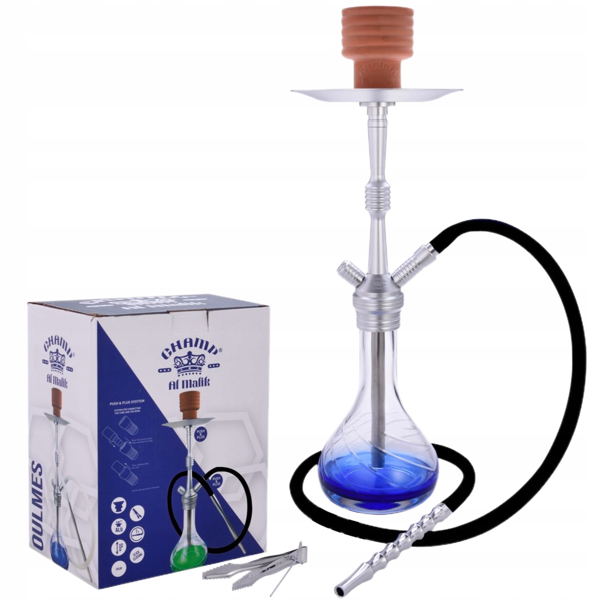 Shisha Al Malik Oulmes 55 cm z grubym szklanym dzbanem