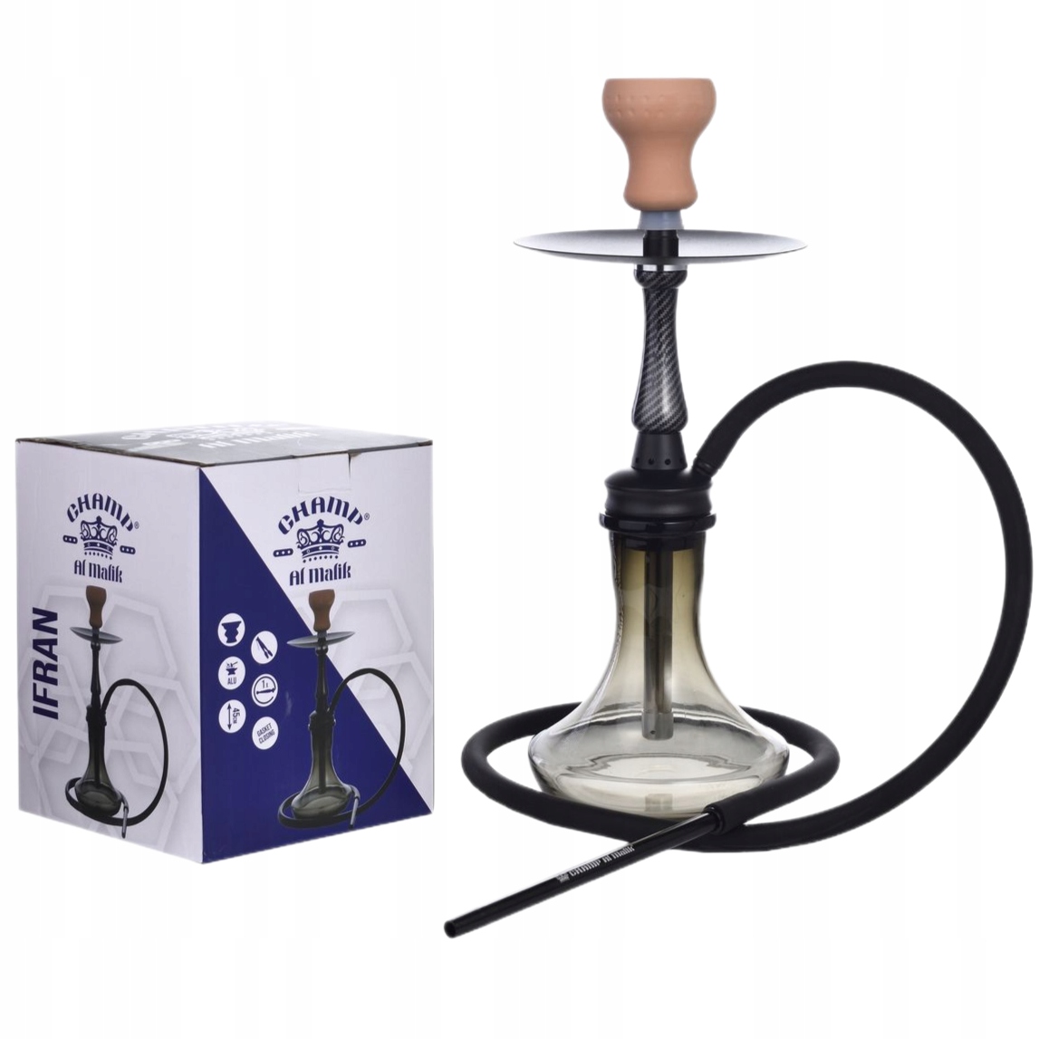Shisha Al Malik Tanger 55 cm z ciemnym szklanym dzbanem