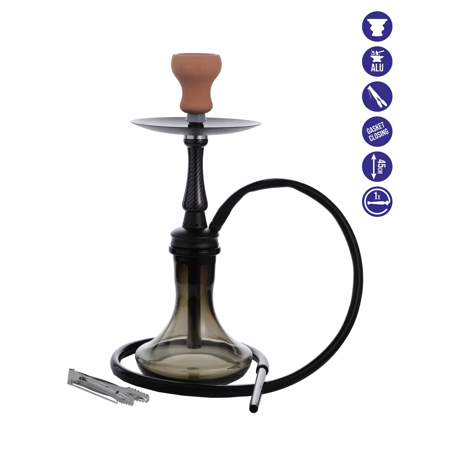 Shisha Al Malik Tanger 55 cm z ciemnym szklanym dzbanem
