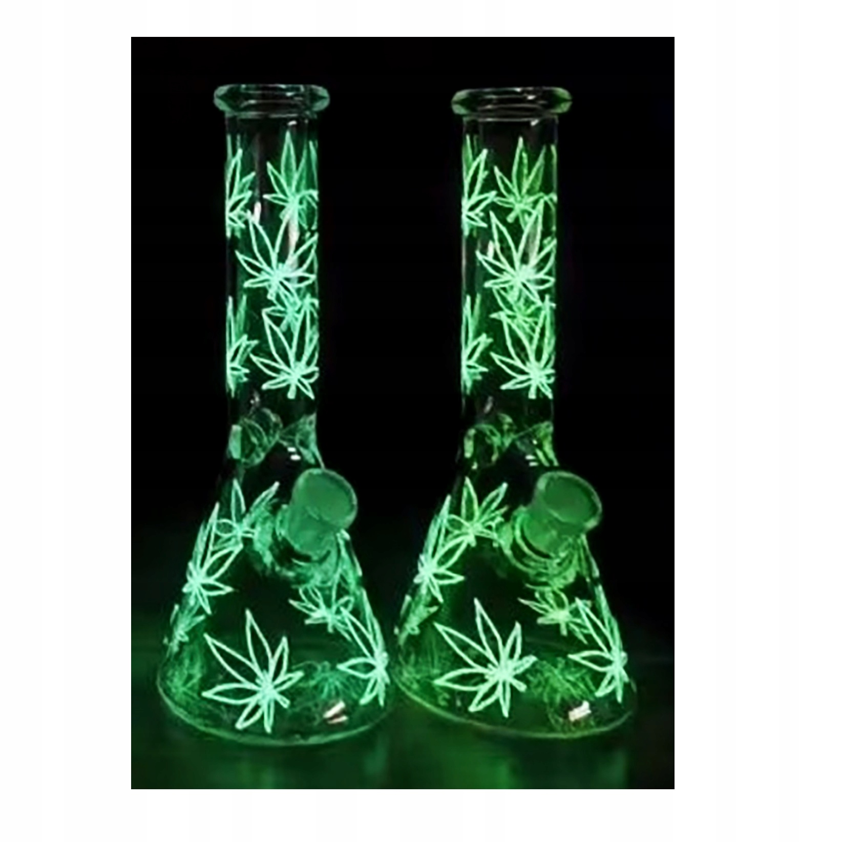 Szklane bongo Glow 26 cm świecące w ciemności z miejscem na lód