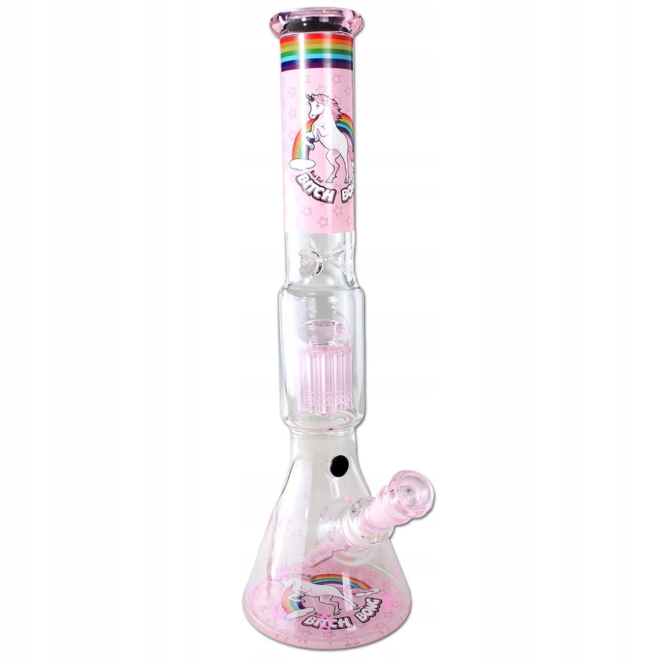 Bongo Black Leaf BITCH BONG 45 cm różowe z grinderem i tacką