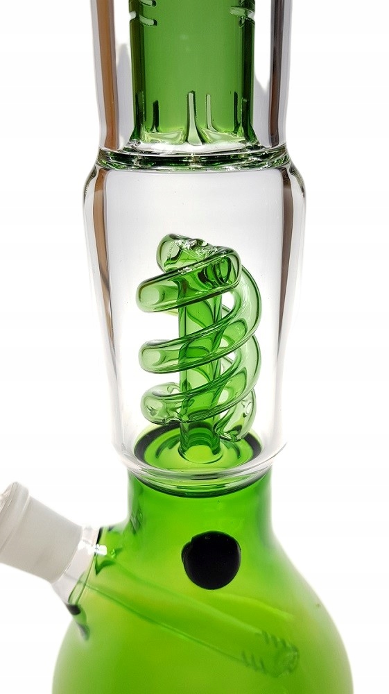 Zielone bongo Grace Glass Green Beaker 35 cm z uchwytem na lód