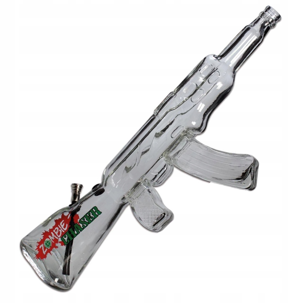 Szklane bongo Zombie Chaser 50 cm w kształcie karabinu maszynowego