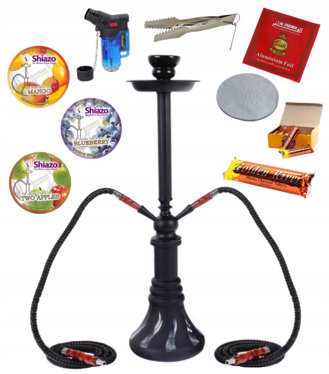 Shisha Devil 57 cm z dwoma wężami i zestawem startowym