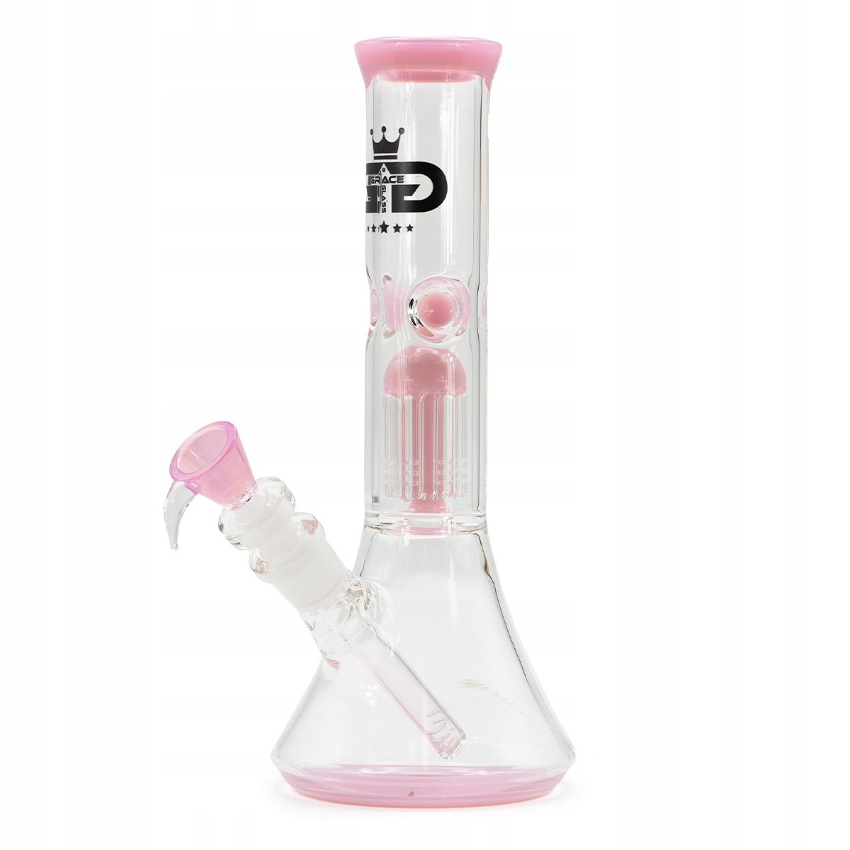 Różowe bongo Grace Glass 27,5 cm z perkolatorem Tree-Arm