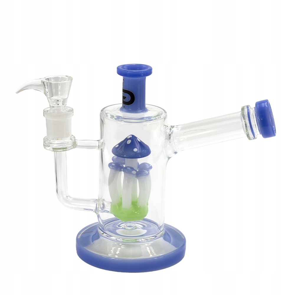 Szklane bongo Grace Glass 19 cm z niebieskim perkolatorem w kształcie grzybków