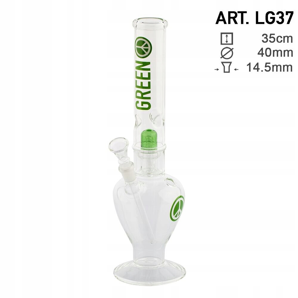Szklane bongo Greenline Amsterdam 35 cm z perkolatorem i uchwytem na lód