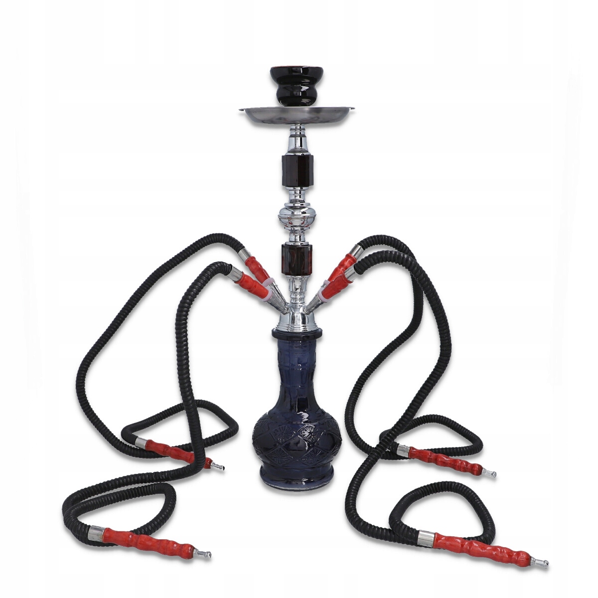 Czarna shisha 44 cm z czterema wężami