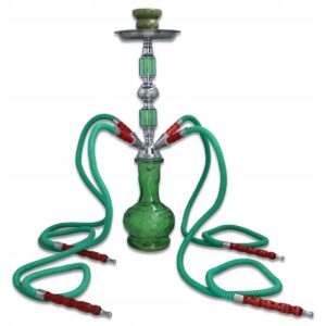 Zielona shisha 44 cm z czterema wężami i szklanym dzbanem
