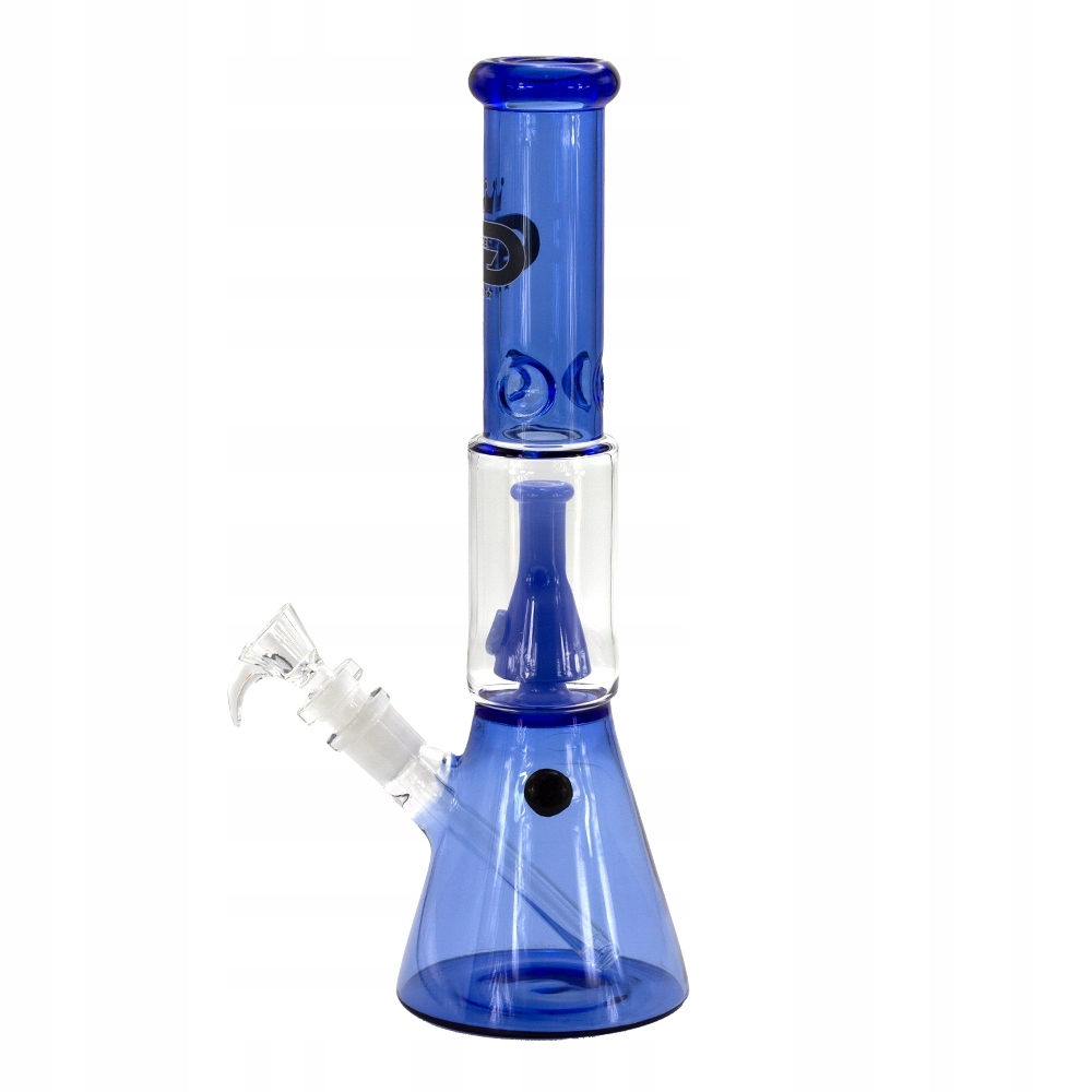 Niebieskie bongo Grace Glass 35 cm z perkolatorem i podstawą beaker