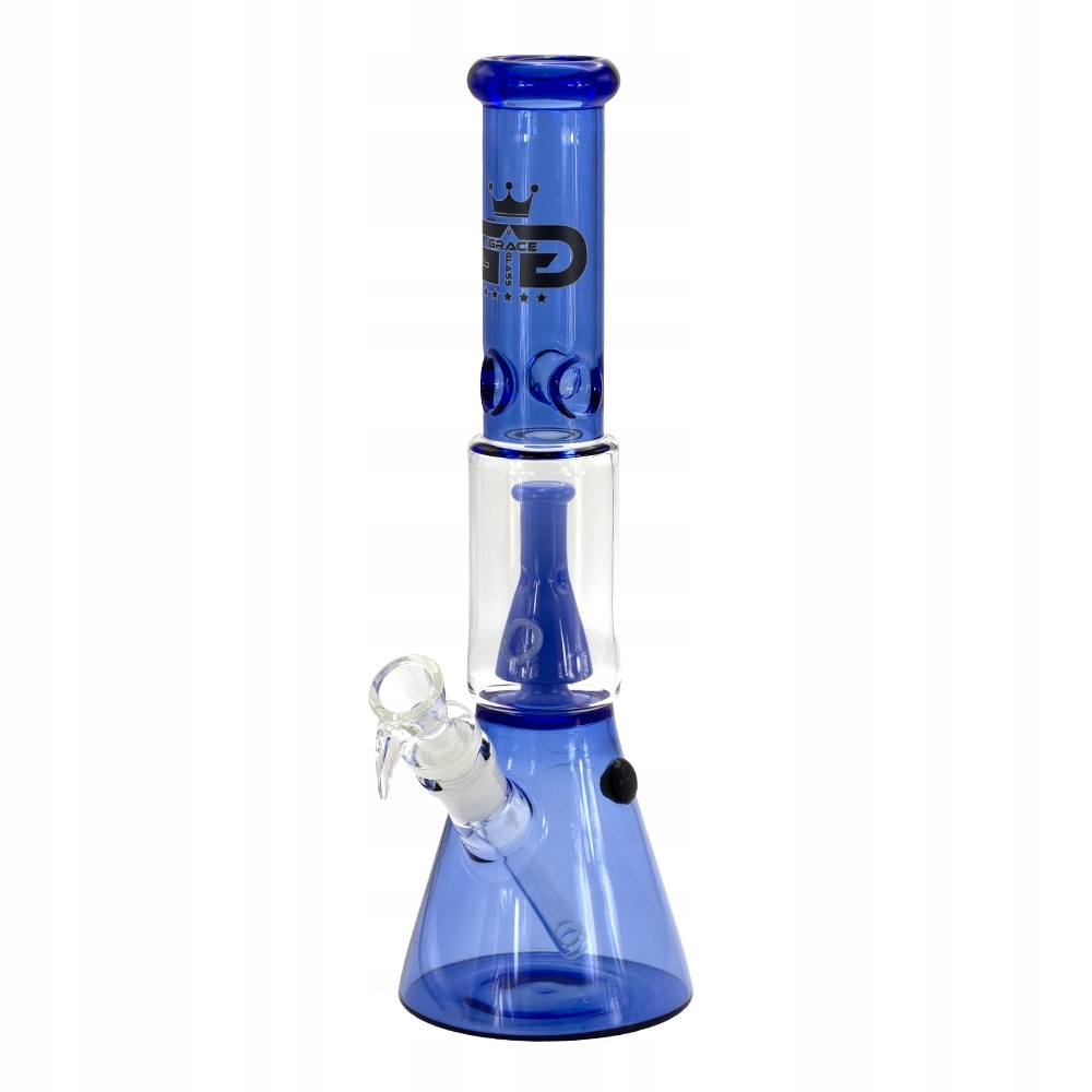 Niebieskie bongo Grace Glass 35 cm z perkolatorem i podstawą beaker