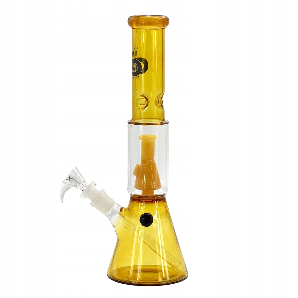 Żółte bongo Grace Glass 35 cm z perkolatorem i podstawą beaker