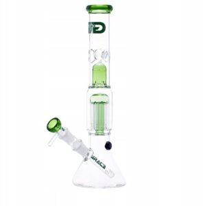 Zielone bongo Grace Glass Green Tree 35 cm z perkolatorem i uchwytem na lód