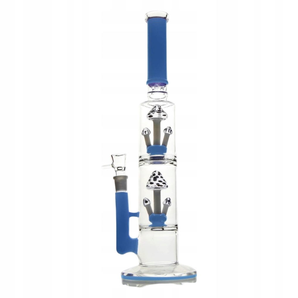 Fioletowo-niebieskie bongo Heavy Glass 46 cm z podwójnym perkolatorem Mushroom
