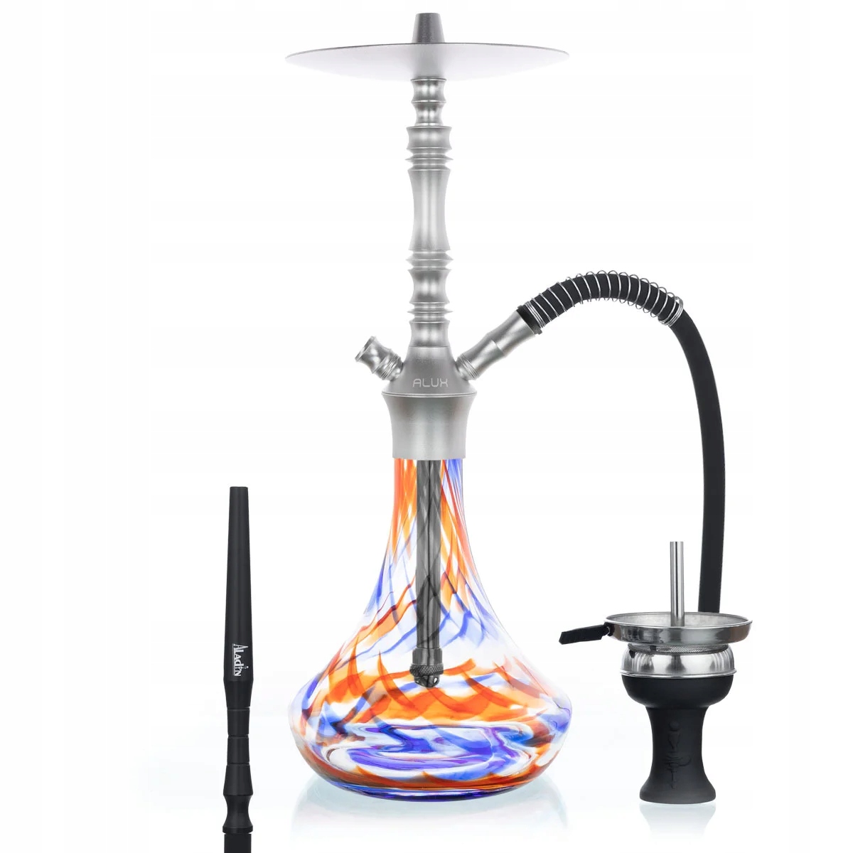 Shisha Aladin Alux M2.1 58 cm niebiesko-pomarańczowa ze szklanym dzbanem