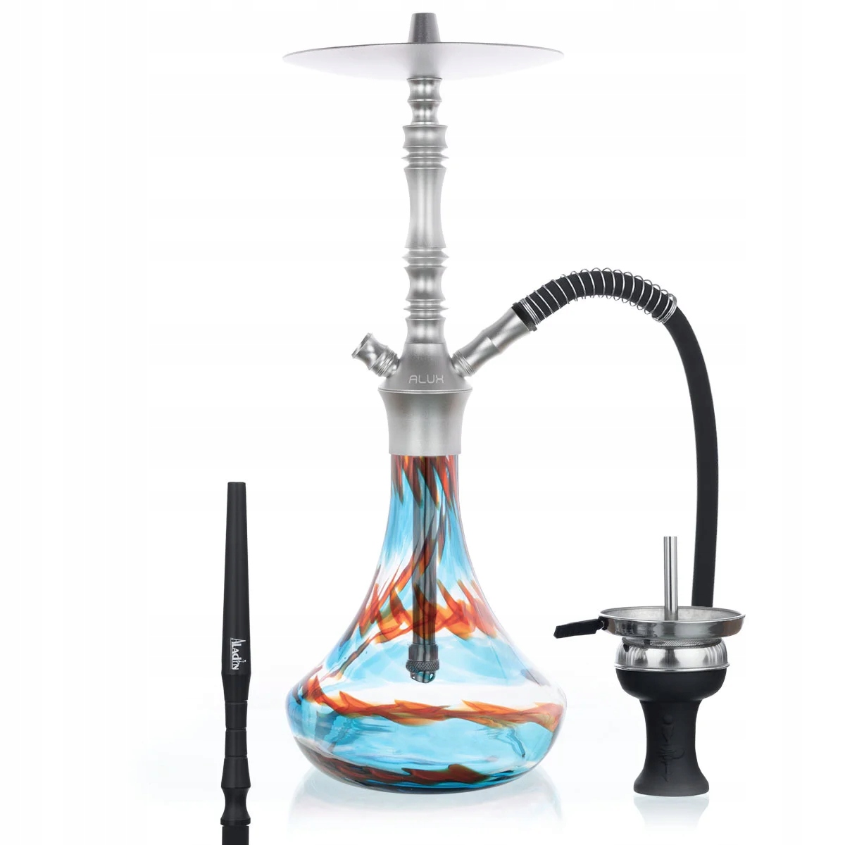 Zestaw Shisha Aladin Alux 2.1 Turquoise 58 cm z palnikiem, węgielkami i kamieniami Shiazo