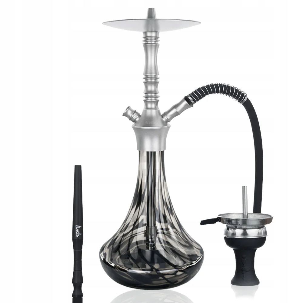 Shisha Aladin Alux M2.1 58 cm czarna ze szklanym dzbanem i walizką