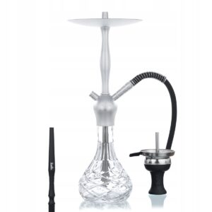 Shisha Aladin Alux Admiral 50 cm srebrna ze szklanym dzbanem i walizką