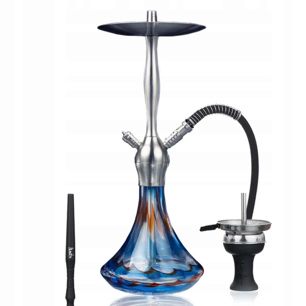 Shisha Aladin Alux Captain 56 cm pomarańczowo-turkusowa z przezroczystym dzbanem