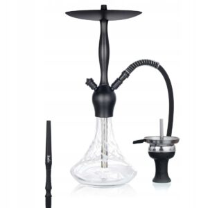 Shisha Aladin Alux Captain 56 cm czarno-biała z przezroczystym dzbanem
