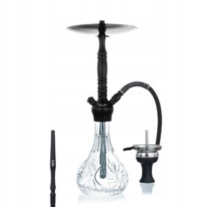 Shisha Aladin Alux M5 55 cm czarna ze szklanym dzbanem i walizką