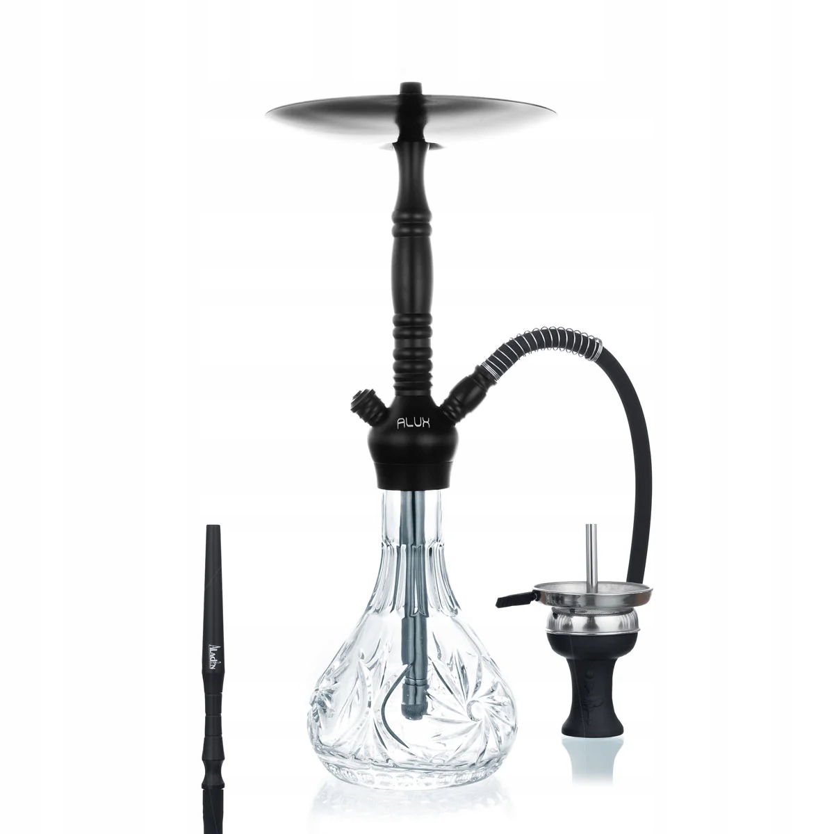 Shisha Aladin Alux M5 55 cm czarna ze szklanym dzbanem i walizką