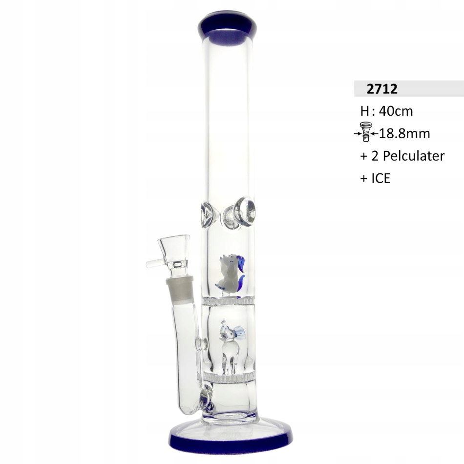 Duże bongo Heavy Glass Honeycomb 40 cm z dwoma perkolatorami i systemem Ice