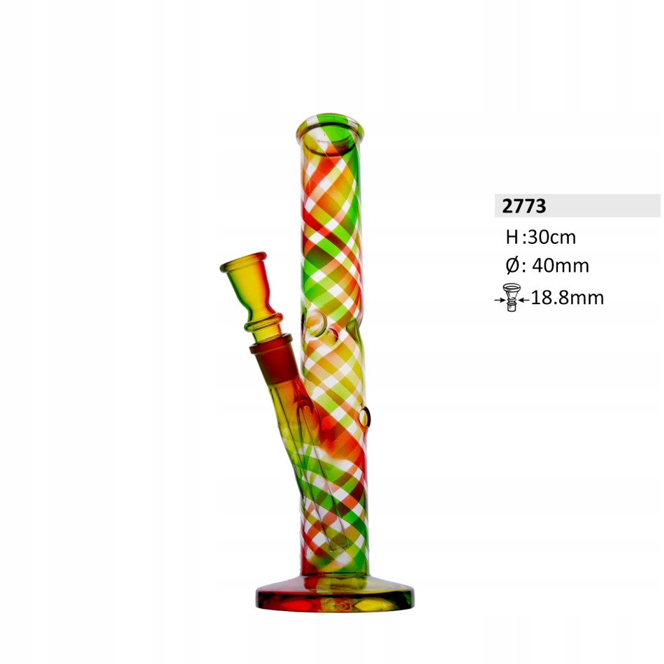 Kolorowe bongo lodowe szklane 30 cm ze sprzęgłem i szlifem 18,8 mm