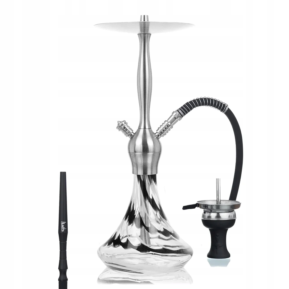 Shisha Aladin Alux Captain 56 cm czarna z przezroczystym dzbanem