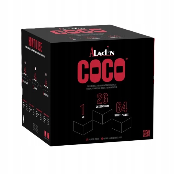 Węgiel kokosowy Aladin Coco 26 mm 1 kg 64 kostki do shishy
