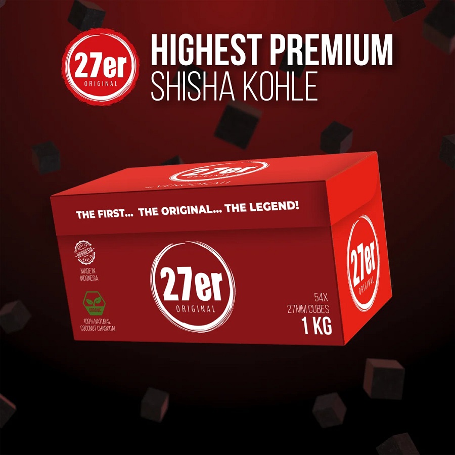 Węgiel kokosowy 27er Original 27 mm 1 kg 54 kostki do shishy