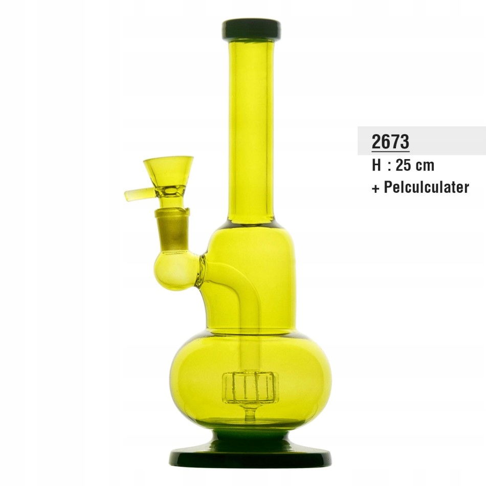 Żółte szklane bongo 25 cm z filtracją, zdejmowanym cybuchem i szlifem 14,5 mm