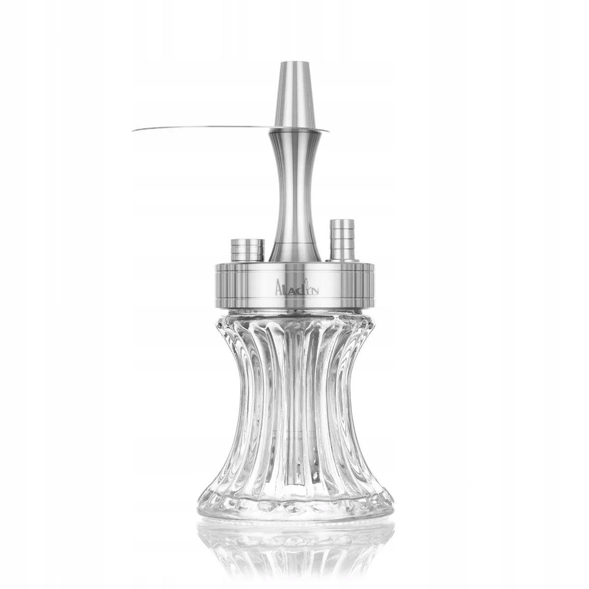 Shisha Aladin 2Go 22,8 cm srebrna z przezroczystym dzbanem i etui