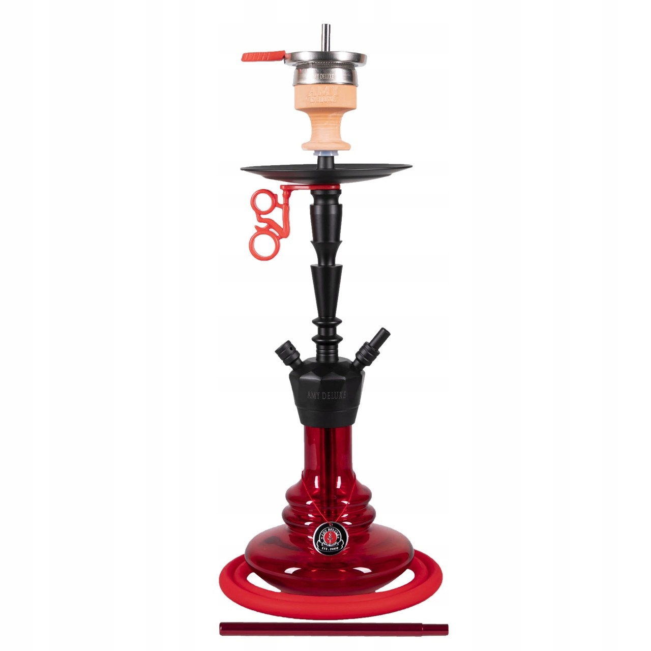 Shisha AMY Deluxe Alu-X S 65 cm z czarnym korpusem i czerwonym dzbanem