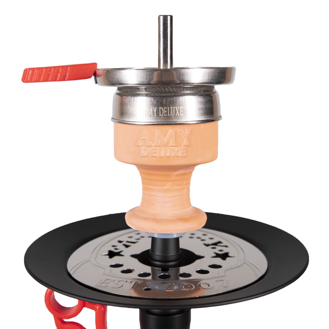 Shisha AMY Deluxe Alu-X S 65 cm z czarnym korpusem i czerwonym dzbanem