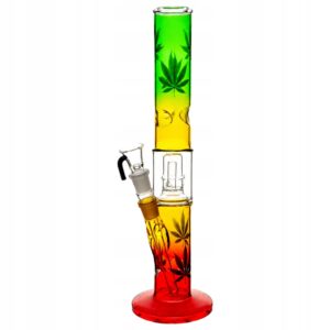 Szklane bongo Rasta 40 cm z perkolatorem i systemem na lód
