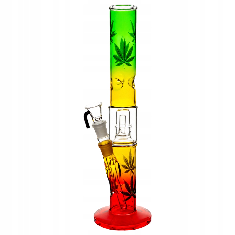 Szklane bongo Rasta 40 cm z perkolatorem i systemem na lód