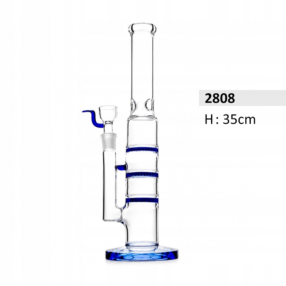 Szklane bongo 35 cm z potrójnym perkolatorem Honeycomb