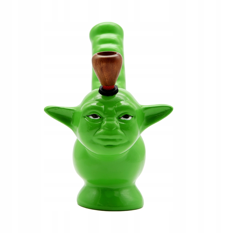 Ceramiczne bongo Yoda 22 cm z drewnianym cybuchem