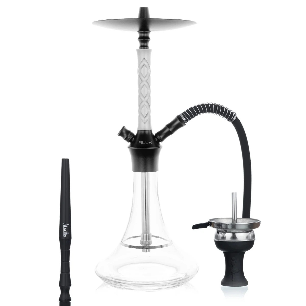 Shisha Aladin Alux M3.1 48 cm srebrna z aluminiowym korpusem