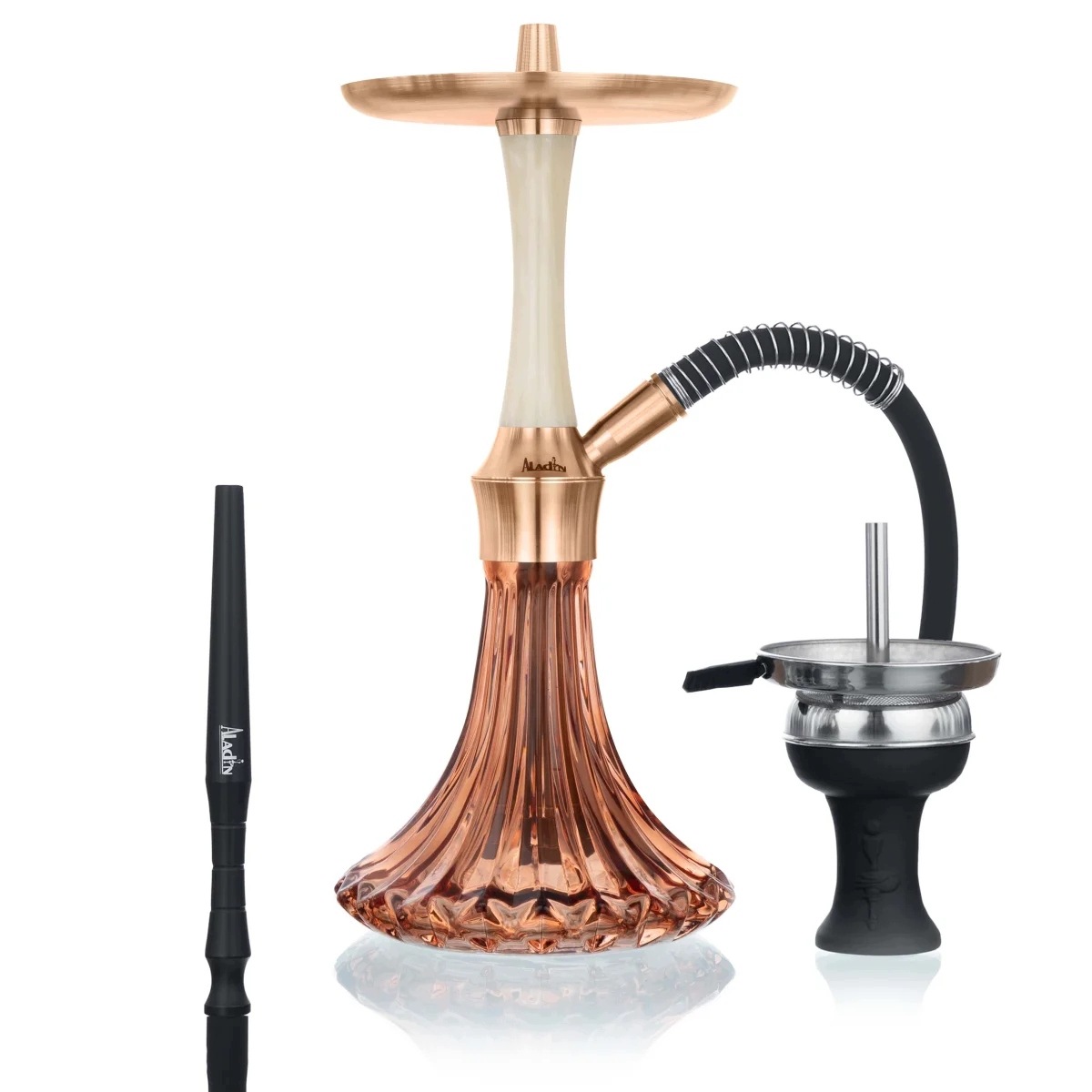 Shisha Aladin EPOX 360 Rose Copper z epoksydowym korpusem i szklanym dzbanem