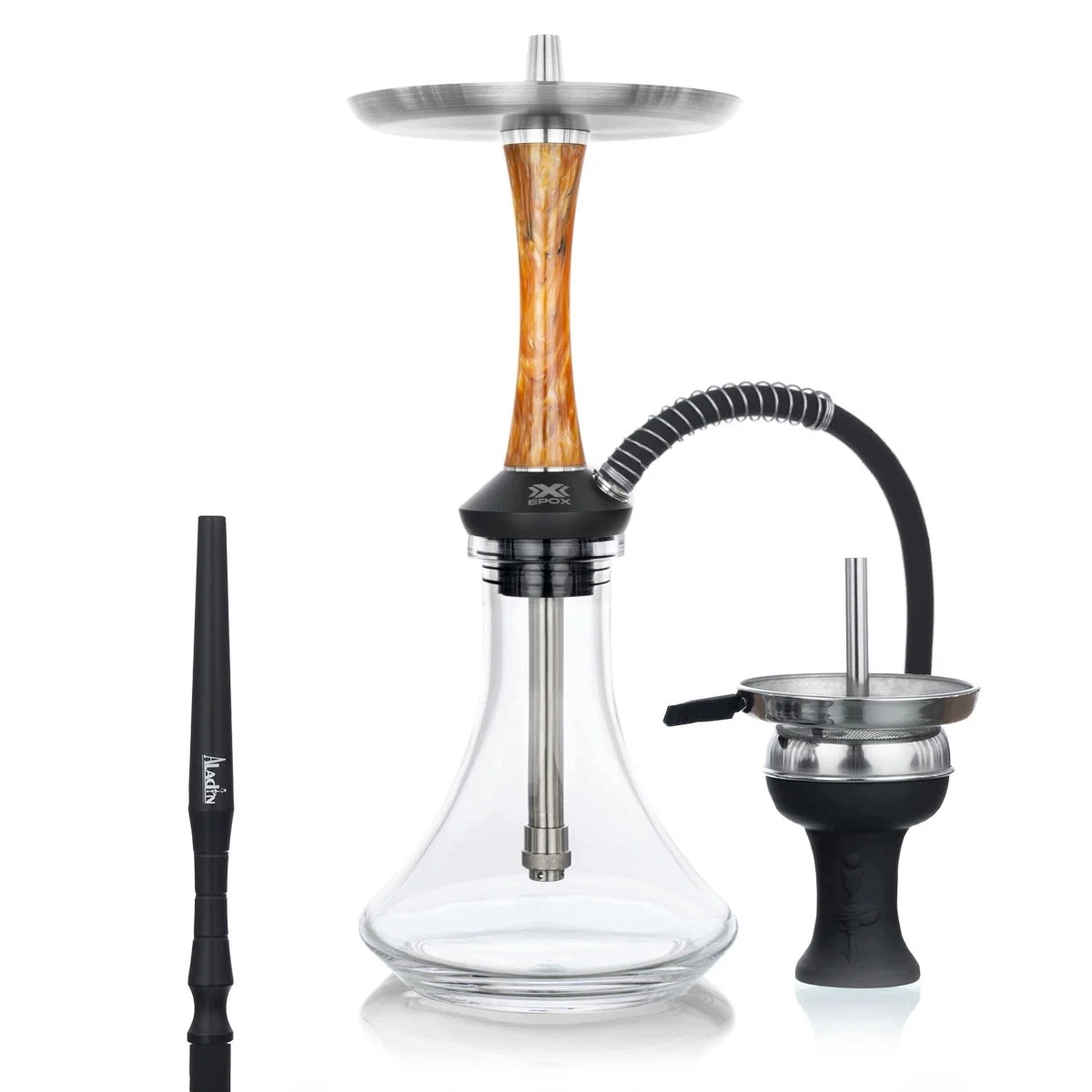 Shisha Aladin EPOX 425 Golden Crystal z korpusem z żywicy epoksydowej i szklanym dzbanem