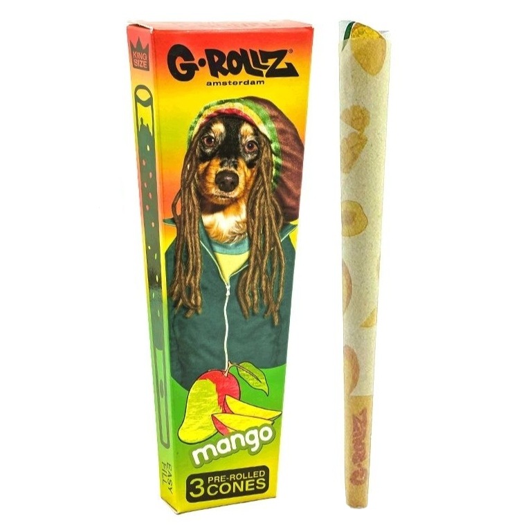 Gotowe bibułki G-Rollz Pets Mango Pop Cones King Size z nadrukiem mango